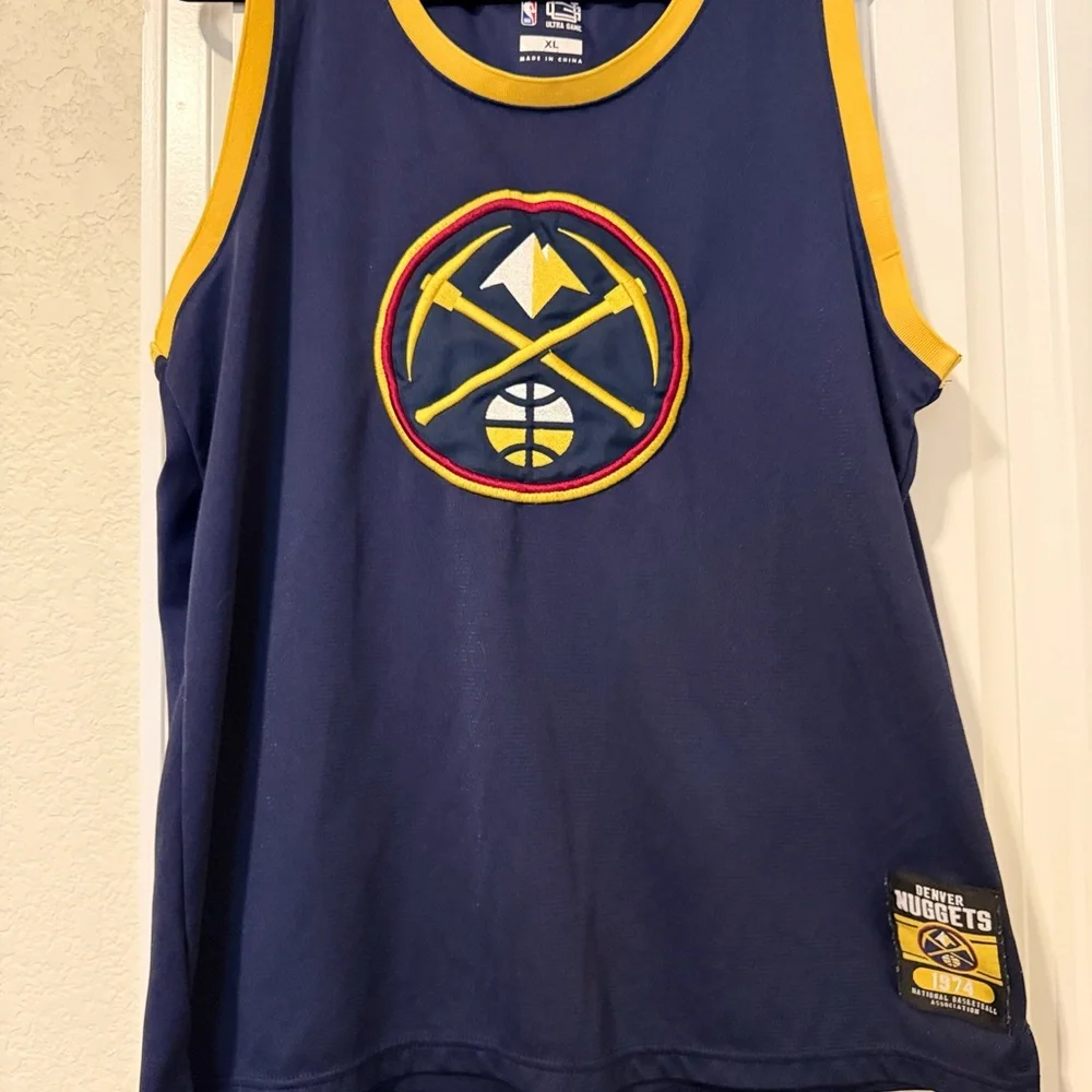 Denver Nuggets Nikola Jokic #15 NBA‎ Jersey Blue Gold XL Basketball Fan Jersey - Picture 2 of 3